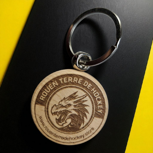 Porte-clés en Bois gravé - Rouen Terre de Hockey